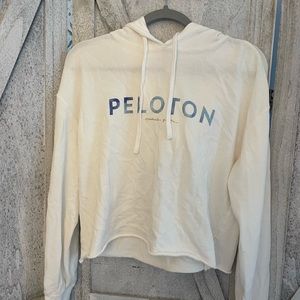 Peloton White blue spiritual gangster cropped hoodie women’s size Medium